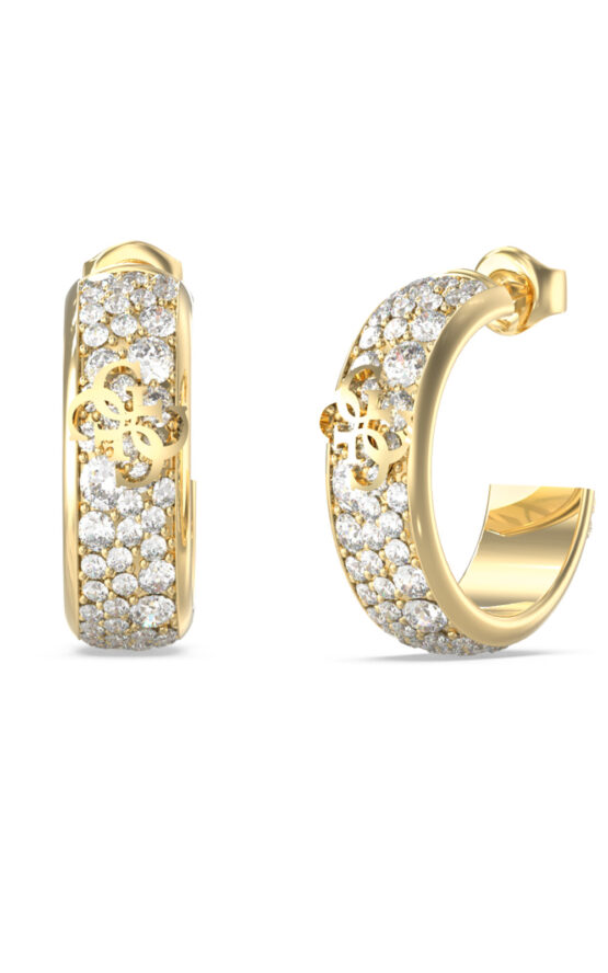 GUESS STEEL 4G SUPREME JUBE06402JWYGT/U Κρίκοι Χρυσοί Με Πέτρες Και Λογότυπο