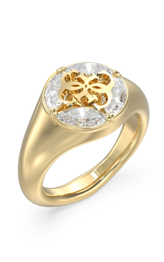 GUESS STEEL 4G SUPREME JUBR06400JWYG54 Δαχτυλίδι Χρυσό Με Πέτρες Και Λογότυπο