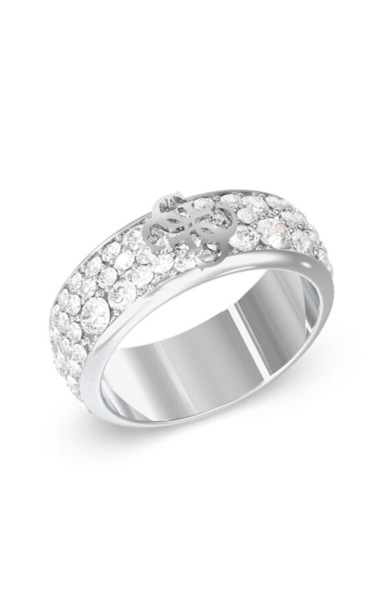 GUESS STEEL 4G SUPREME JUBR06403JWRH54 Δαχτυλίδι Ασημένιο Με Πέτρες Και Λογότυπο
