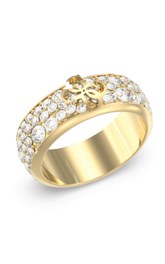 GUESS STEEL 4G SUPREME JUBR06403JWYG54 Δαχτυλίδι Χρυσό Με Πέτρες Και Λογότυπο
