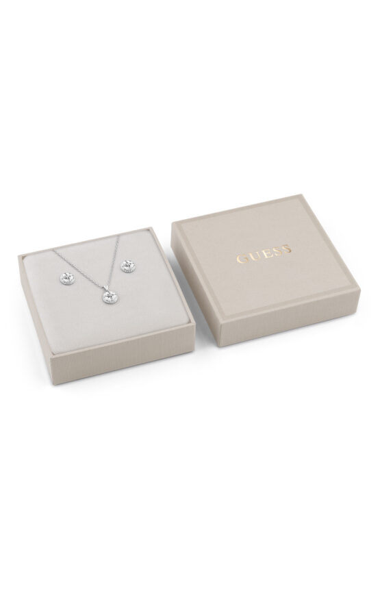 GUESS STEEL 4G SUPREME JUBS06066JWRHT/U Κουτάκι Με Ασημένιο Κολιέ Και Σκουλαρίκια