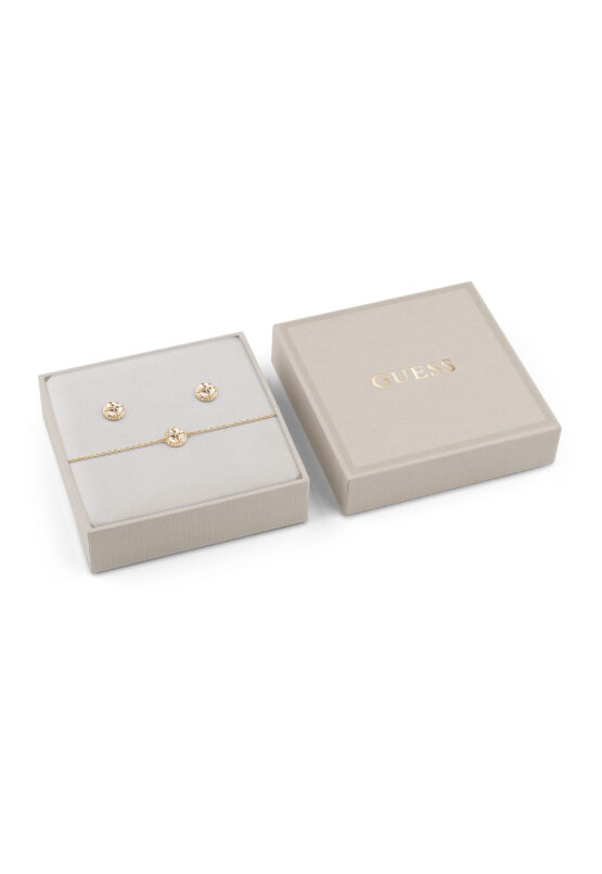 GUESS STEEL 4G SUPREME JUBS06067JWYGS Κουτάκι Με Χρυσό Βραχιόλι Και Σκουλαρίκια