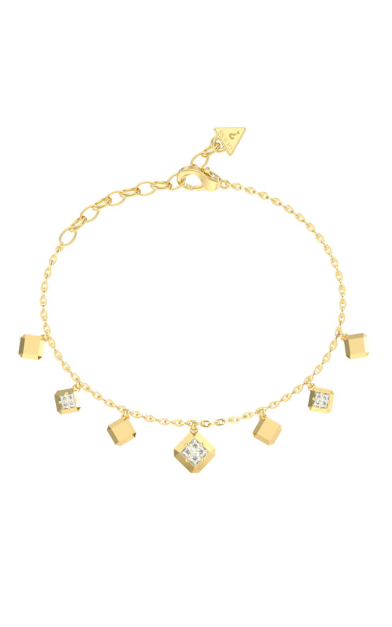 GUESS STEEL ACE OF DIAMONDS JUBB06179JWYGL Βραχιόλι Χρυσό Με Κρεμαστά Με Πέτρες