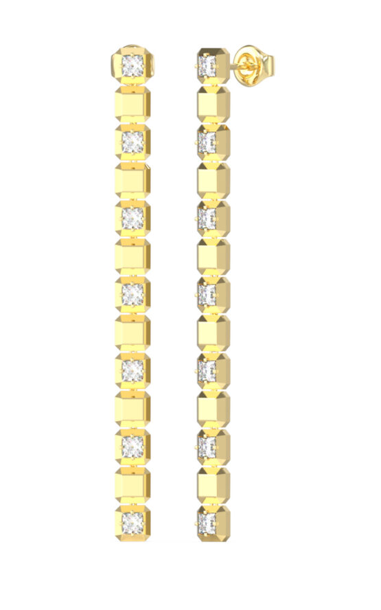 GUESS STEEL ACE OF DIAMONDS JUBE06173JWYGT/U Σκουλαρίκια Χρυσά Με Πέτρες