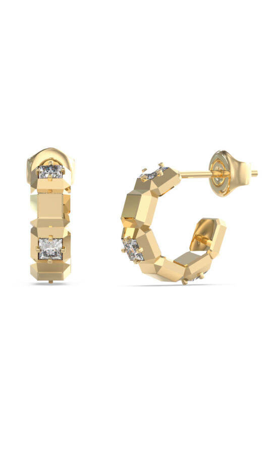 GUESS STEEL ACE OF DIAMONDS JUBE06183JWYGT/U Κρίκοι Χρυσοί Με Πέτρες