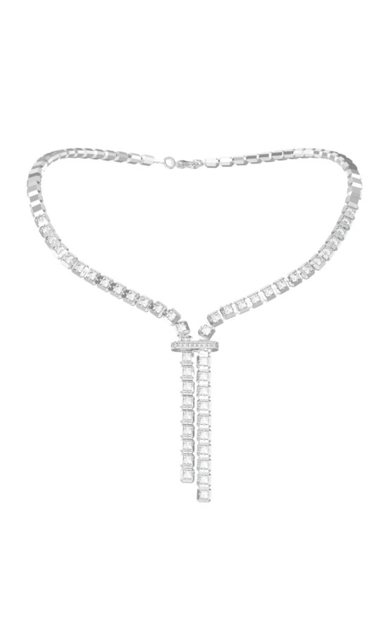 GUESS STEEL ACE OF DIAMONDS JUBN06171JWRHT/U Κολιέ Ασημένιο Με Πέτρες