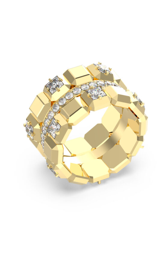 GUESS STEEL ACE OF DIAMONDS JUBR06177JWYG56 Δαχτυλίδι Χρυσό Με Πέτρες