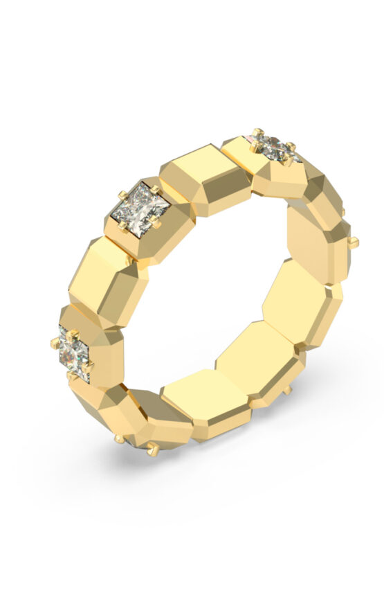 GUESS STEEL ACE OF DIAMONDS JUBR06181JWYG56 Δαχτυλίδι Χρυσό Με Πέτρες