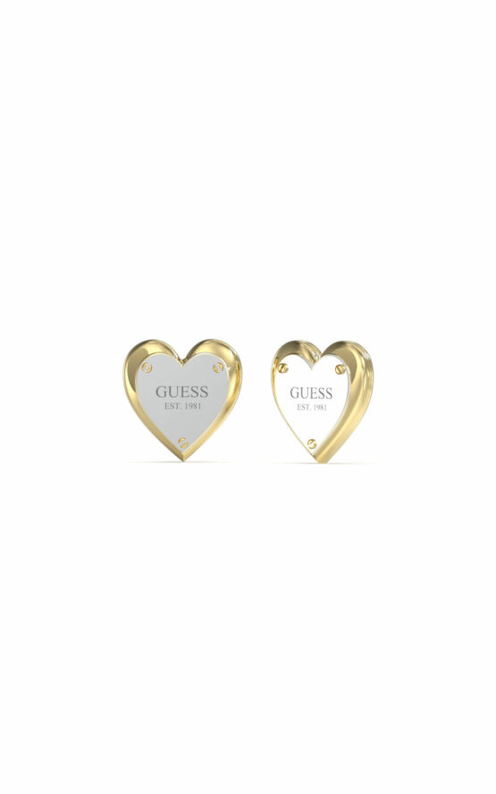GUESS STEEL ALL YOU NEED IS LOVE JUBE04209JWYGRHT-U Δίχρωμα Σκουλαρίκια Καρδιά