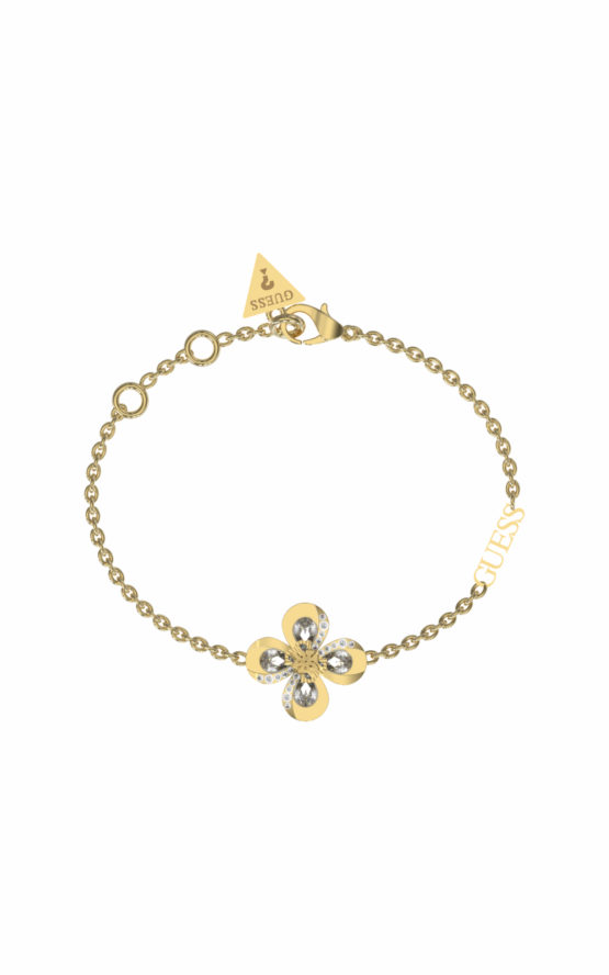 GUESS STEEL AMAZING BLOSSOM JUBB03058JWYGL Χρυσό Βραχιόλι Με Λουλούδι με Πέτρες