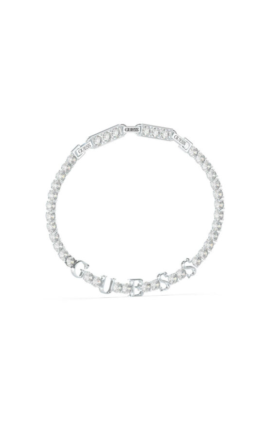 GUESS STEEL ARM PARTY JUBB04218JWRHT-U Ασημένιο Βραχιόλι Με Λογότυπο