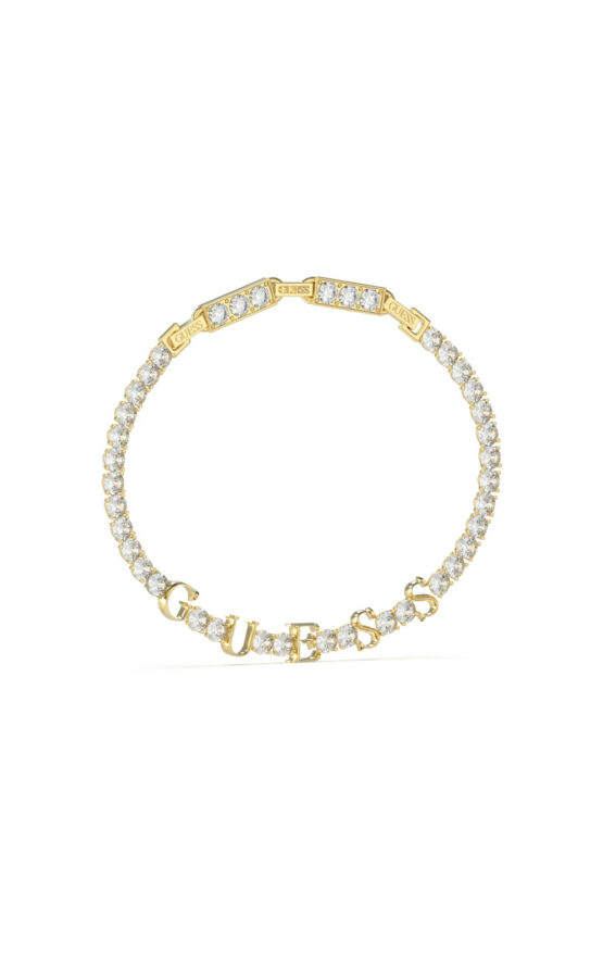 GUESS STEEL ARM PARTY JUBB04218JWYGT-U Χρυσό Βραχιόλι Με Λογότυπο & Πέτρες