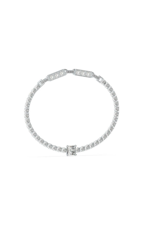 GUESS STEEL ARM PARTY JUBB04219JWRHT-U Ασημένιο Βραχιόλι Με Πέτρες