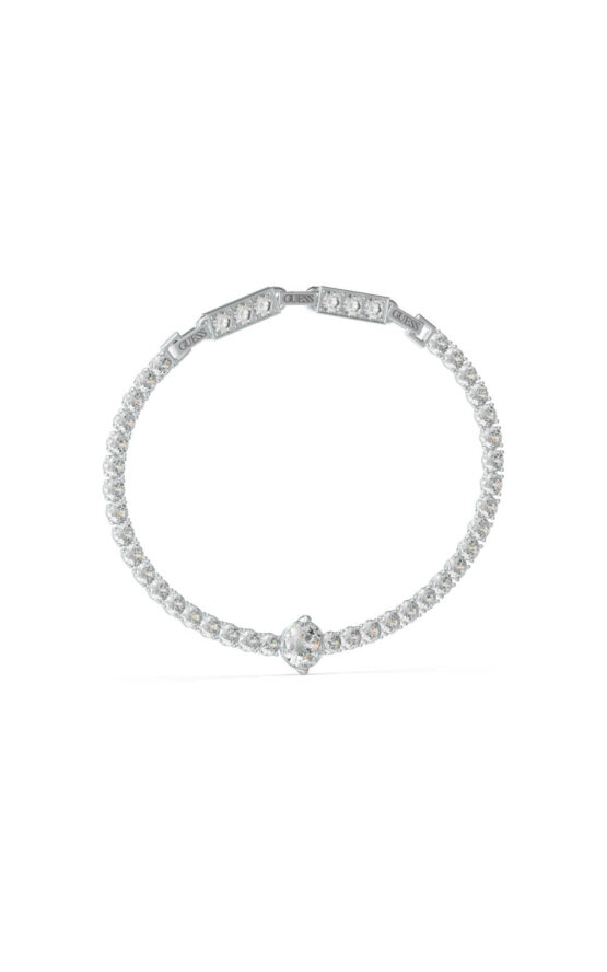 GUESS STEEL ARM PARTY JUBB04220JWRHT-U Ασημένιο Βραχιόλι Με Πέτρες