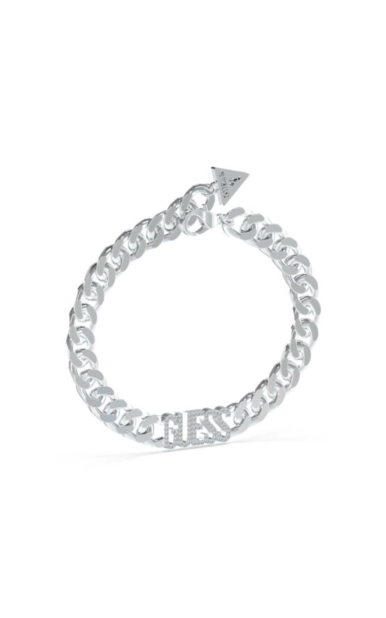 GUESS STEEL ARM PARTY JUBB04222JWRHL Ασημένιο Βραχιόλι Με Λογότυπο