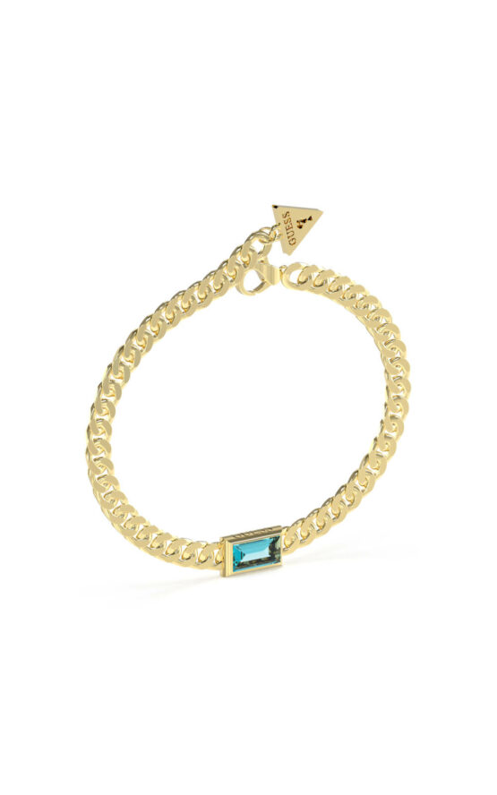 GUESS STEEL ARM PARTY JUBB04223JWYGAQL Χρυσό Βραχιόλι Με Γαλάζια Πέτρα