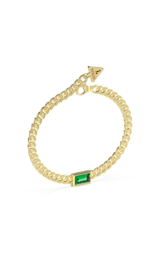 GUESS STEEL ARM PARTY JUBB04223JWYGAQL Χρυσό Βραχιόλι Με Πράσινη Πέτρα