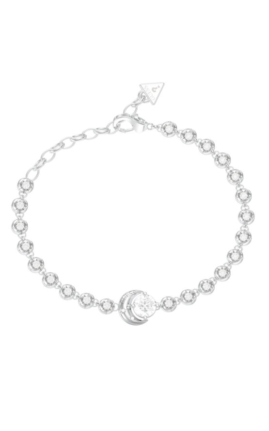 GUESS STEEL AURORA JUBB06235JWRHL Βραχιόλι Ασημένιο Με Πέτρες Με Σχέδιο Με Πέτρα Και Λογότυπο