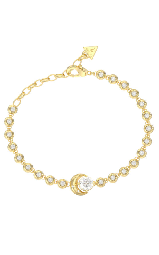 GUESS STEEL AURORA JUBB06235JWYGL Βραχιόλι Χρυσό Με Πέτρες Με Σχέδιο Με Πέτρα Και Λογότυπο