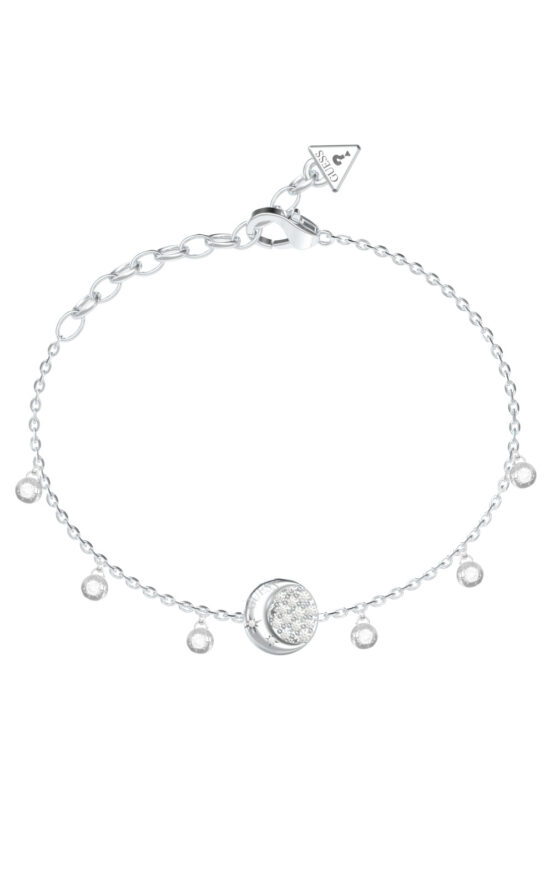 GUESS STEEL AURORA JUBB06239JWRHL Βραχιόλι Ασημένιο Με Κρεμαστά Με Σχέδιο Με Πέτρες