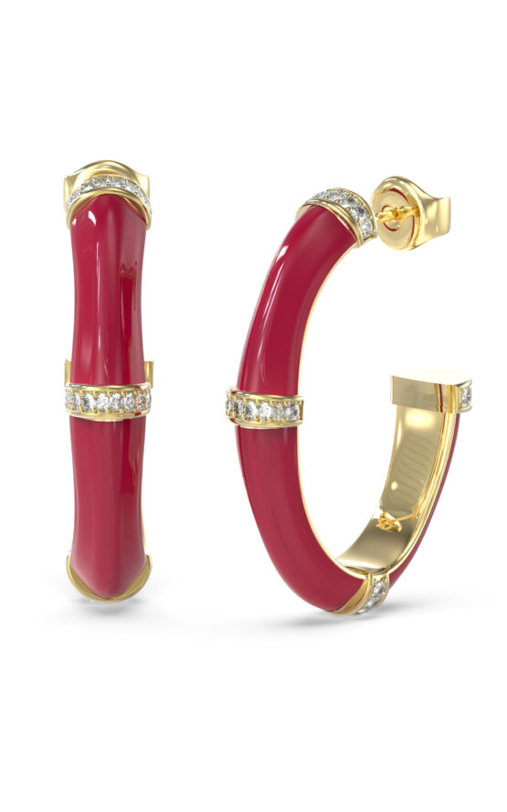 GUESS STEEL BAMBOO JUBE05156JWYGRDT/U Κρίκοι Δίχρωμοι Με Πέτρες