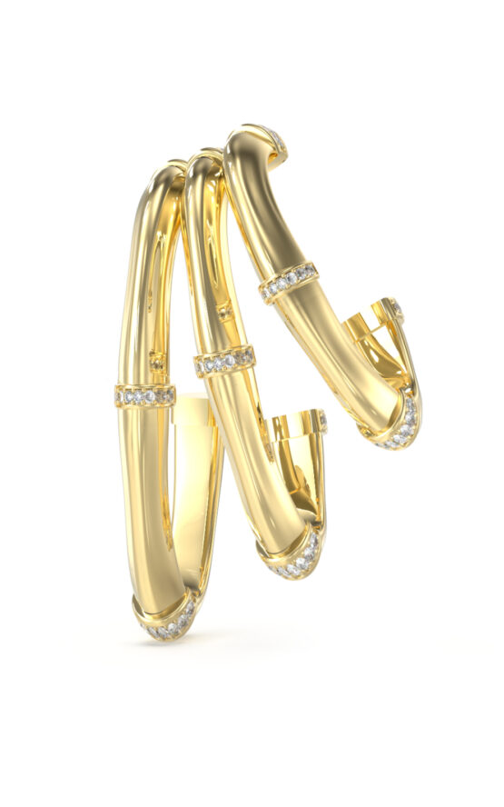 GUESS STEEL BAMBOO JUBE05169JWYGT/U Κρίκοι Χρυσοί Τριπλοί Με Πέτρες