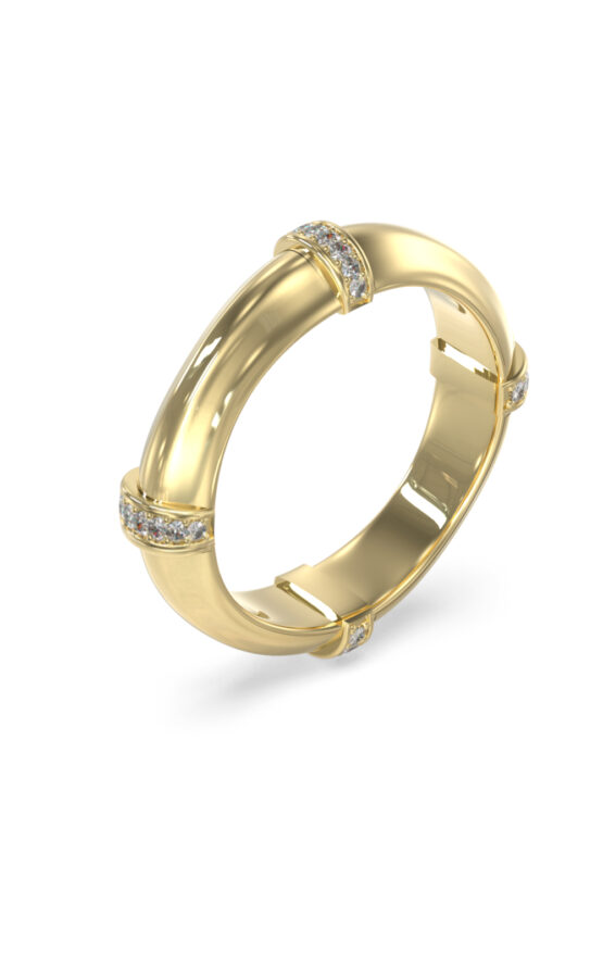 GUESS STEEL BAMBOO JUBR05165JWYG54 Δαχτυλίδι Χρυσό Με Πέτρες