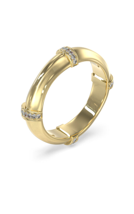 GUESS STEEL BAMBOO JUBR05165JWYG58 Δαχτυλίδι Χρυσό Με Πέτρες