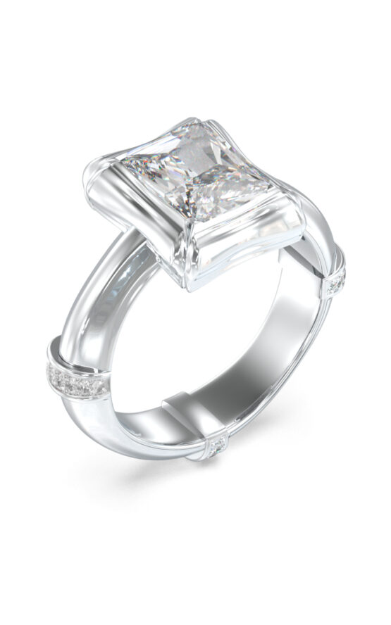 GUESS STEEL BAMBOO JUBR05173JWRH52 Δαχτυλίδι Ασημένιο Με Πέτρα