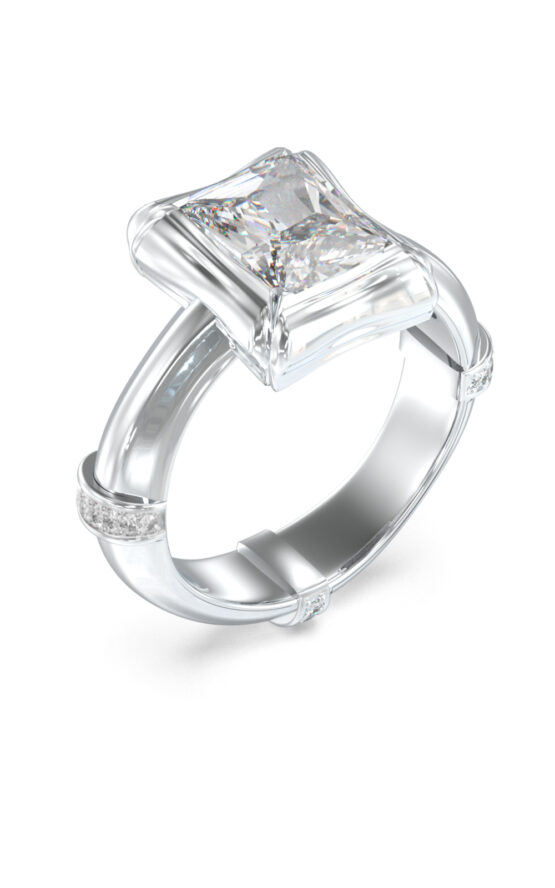 GUESS STEEL BAMBOO JUBR05173JWRH54 Δαχτυλίδι Ασημένιο Με Πέτρα