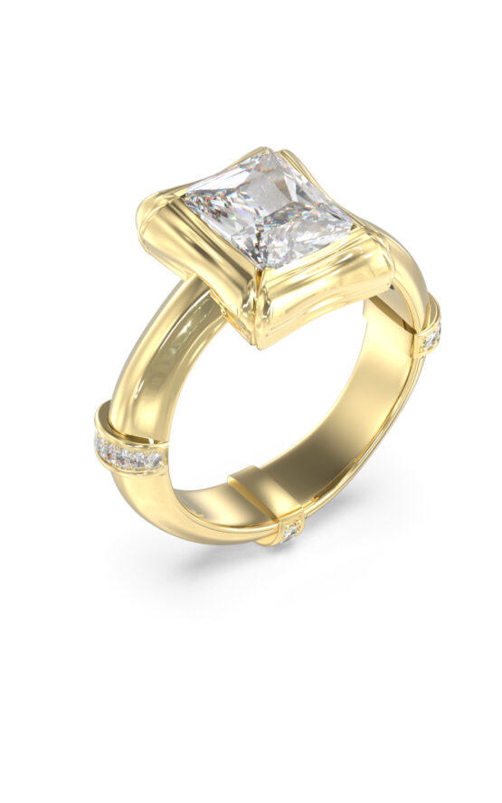 GUESS STEEL BAMBOO JUBR05173JWYG52 Δαχτυλίδι Χρυσό Με Πέτρα