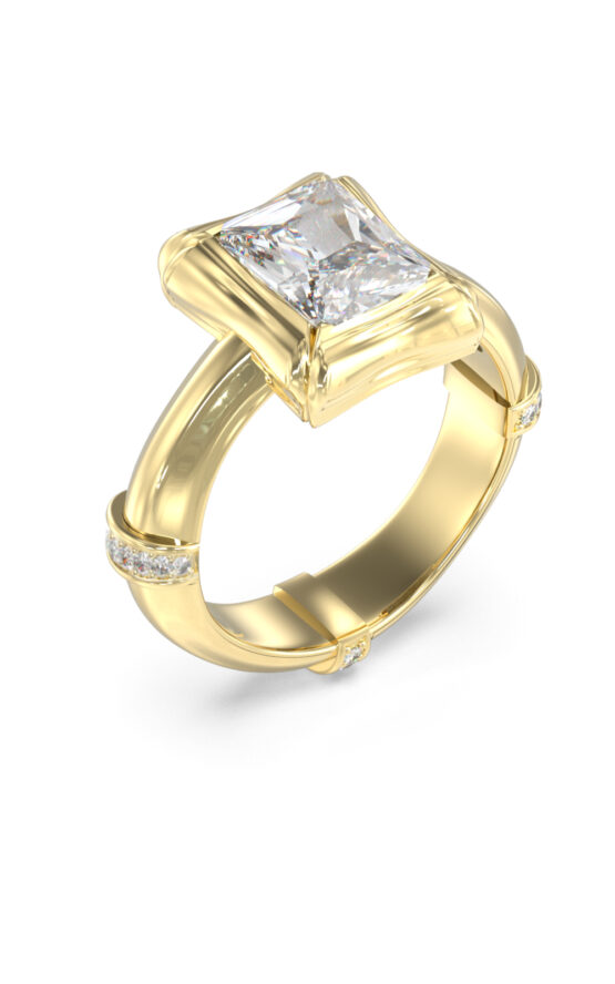 GUESS STEEL BAMBOO JUBR05173JWYG54 Δαχτυλίδι Χρυσό Με Πέτρα