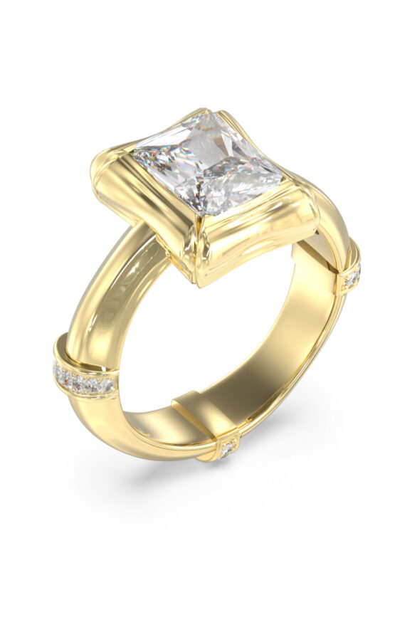 GUESS STEEL BAMBOO JUBR05173JWYG56 Δαχτυλίδι Χρυσό Με Πέτρα