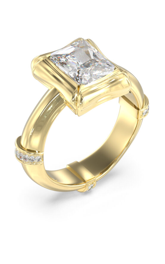 GUESS STEEL BAMBOO JUBR05173JWYG58 Δαχτυλίδι Χρυσό Με Πέτρα