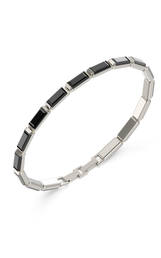 GUESS STEEL BARRIO JUMB06080JWSTBKS Βραχιόλι Ασημένιο Με Μαύρες Πέτρες
