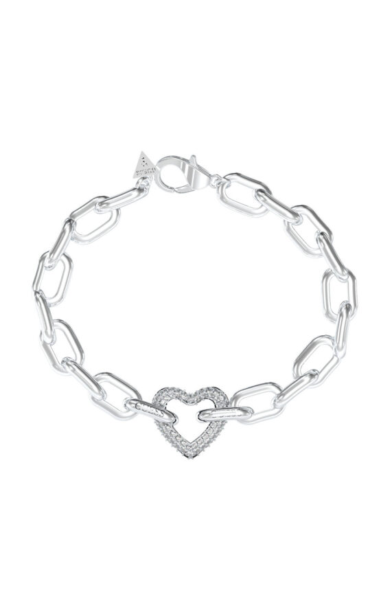 GUESS STEEL BELOVED JUBB05016JWRHL Βραχιόλι Ασημένιο Με Καρδιά Με Πέτρες