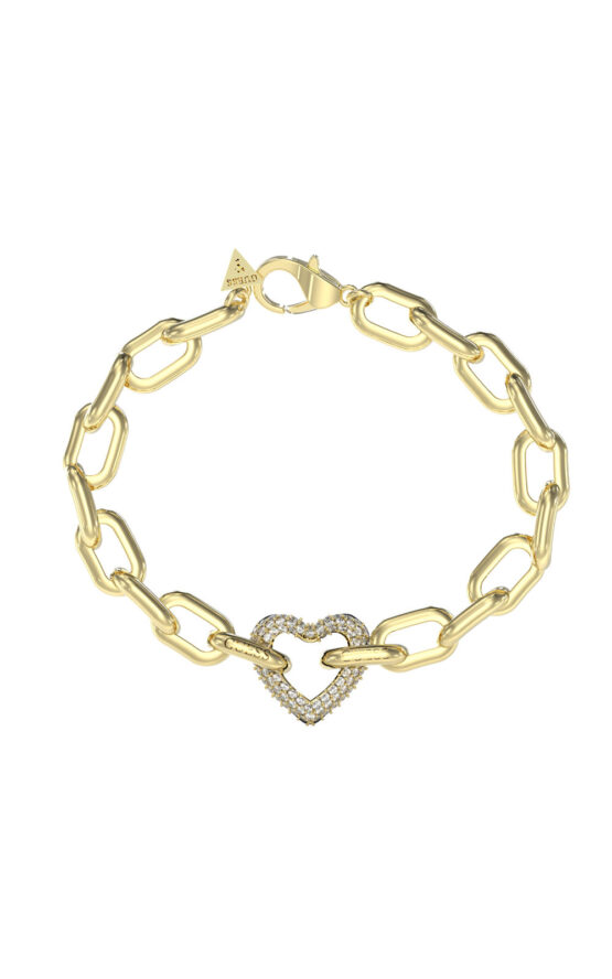 GUESS STEEL BELOVED JUBB05016JWYGL Βραχιόλι Χρυσό Με Καρδιά Με Πέτρες