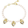GUESS STEEL BELOVED JUBB06001JWYGL Βραχιόλι Χρυσό Με Πέρλες Και Κρεμαστές Καρδιές