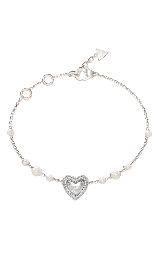GUESS STEEL BELOVED JUBB06009JWRHL Βραχιόλι Ασημένιο Με Καρδιά Με Πέρλες