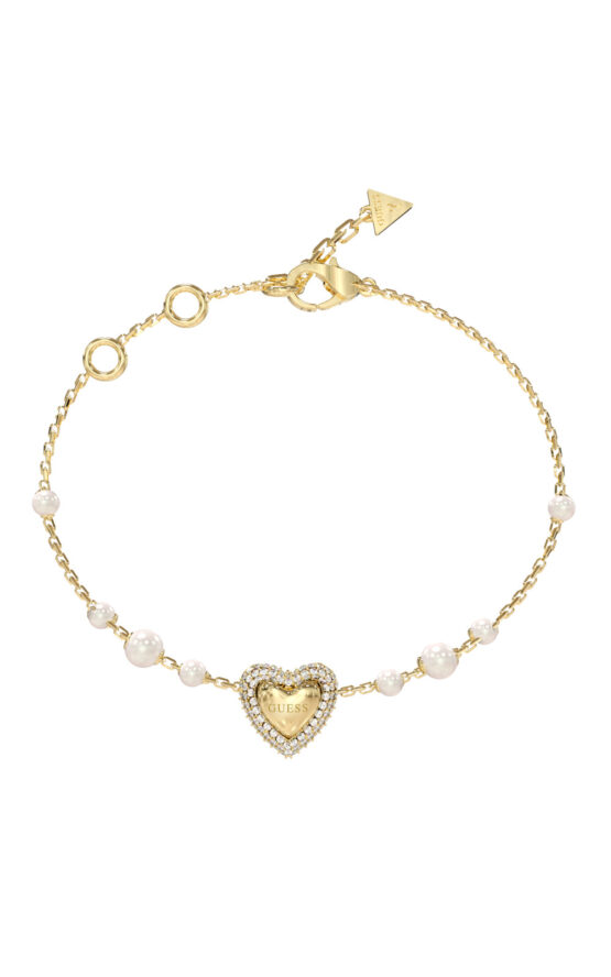 GUESS STEEL BELOVED JUBB06009JWYGL Βραχιόλι Χρυσό Με Καρδιά Με Πέρλες