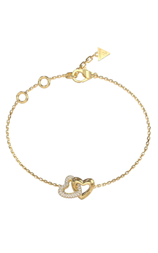 GUESS STEEL BELOVED JUBB06014JWYGL Βραχιόλι Χρυσό Με Καρδιές