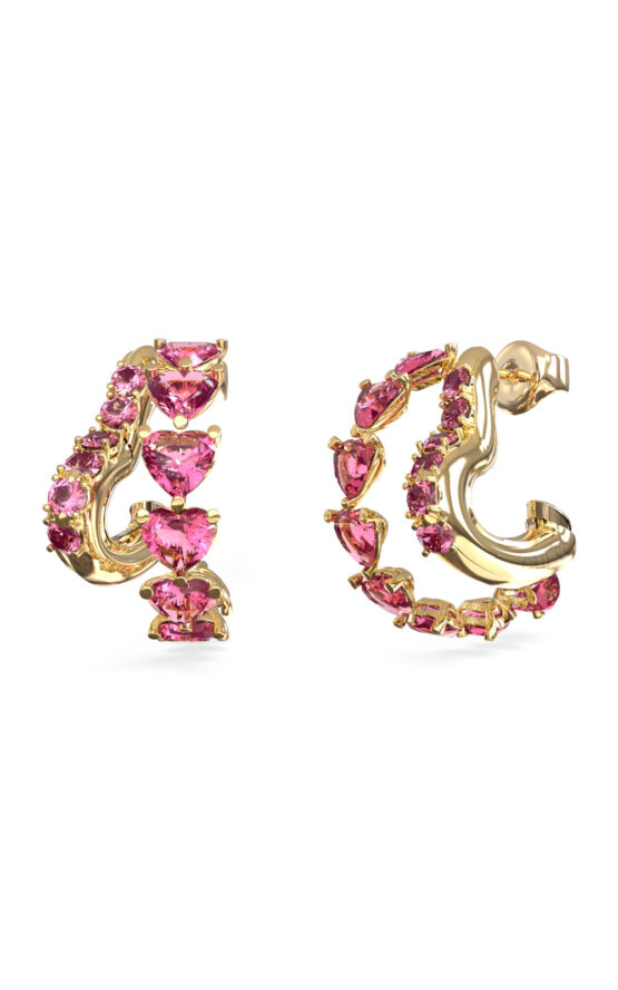 GUESS STEEL BELOVED JUBE06002JWYGPKT/U Σκουλαρίκια Χρυσά Με Ροζ Καρδιές