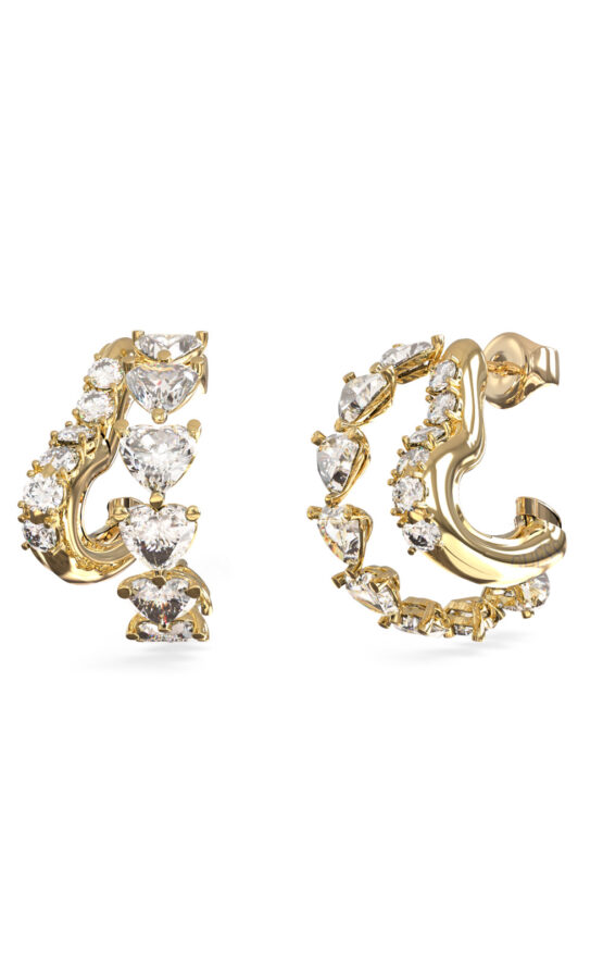GUESS STEEL BELOVED JUBE06002JWYGT/U Σκουλαρίκια Χρυσά Με Καρδιές Με Πέτρες