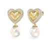 GUESS STEEL BELOVED JUBE06006JWYGT/U Σκουλαρίκια Χρυσά Με Καρδιές Με Κρεμαστές Πέρλες