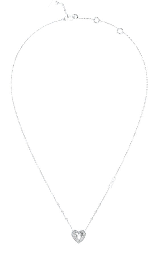 GUESS STEEL BELOVED JUBN05018JWRHT/U Κολιέ Ασημένιο Με Καρδιά Με Πέτρες