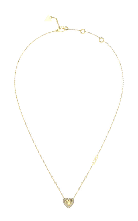 GUESS STEEL BELOVED JUBN05018JWYGT/U Κολιέ Χρυσό Με Καρδιά Με Πέτρες