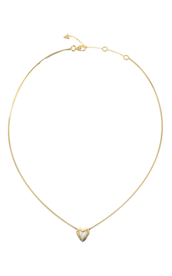 GUESS STEEL BELOVED JUBN06016JWYGT/U Κολιέ Χρυσό Με Καρδιά Με Πέτρες