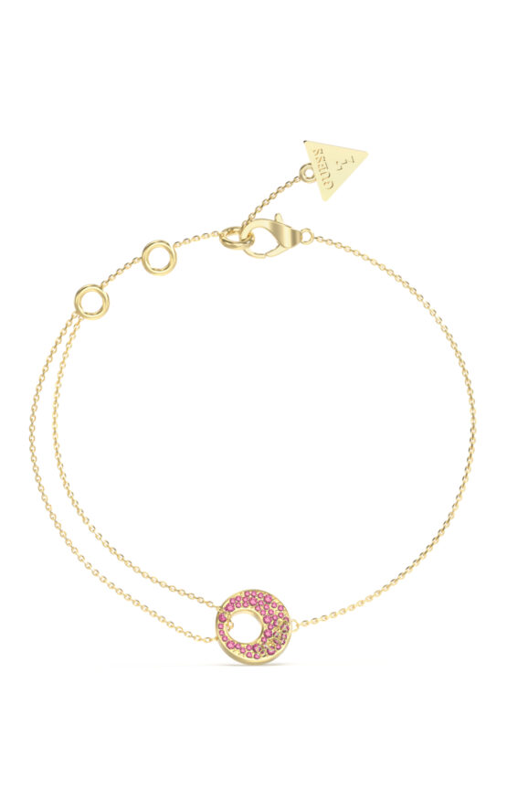 GUESS STEEL BLOOMING SUMMER JUBB05227JWYGPKL Βραχιόλι Χρυσό Με Σχέδιο Με Ροζ Πέτρες