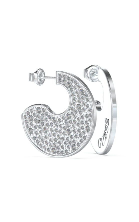 GUESS STEEL BLOOMING SUMMER JUBE05229JWRHT/U Σκουλαρίκια Ασημένια Με Πέτρες Και Λογότυπο