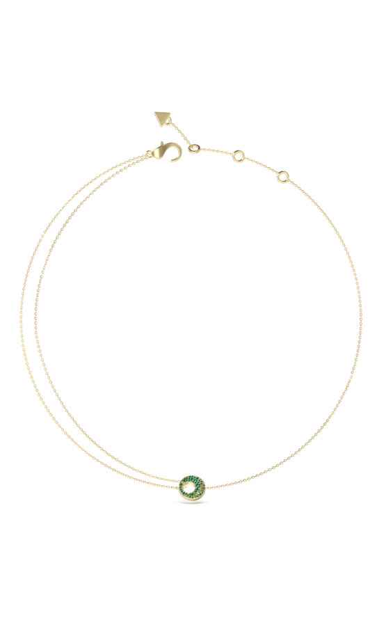 GUESS STEEL BLOOMING SUMMER JUBN05226JWYGGNT/U Κολιέ Χρυσό Με Πράσινες Πέτρες